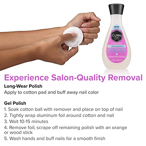 Gel Nail Polish Remover by Cutex, Ultra-Powerful & Removes Glitter and Dark Colored Paints, Paraben Free, 10.1 Fl Oz