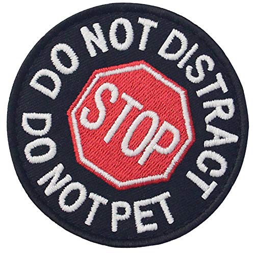 Glow in Dark Service Dog Do Not Distract Do Not Pet Vests/Harnesses Emblem Embroidered Fastener Hook & Loop Patch