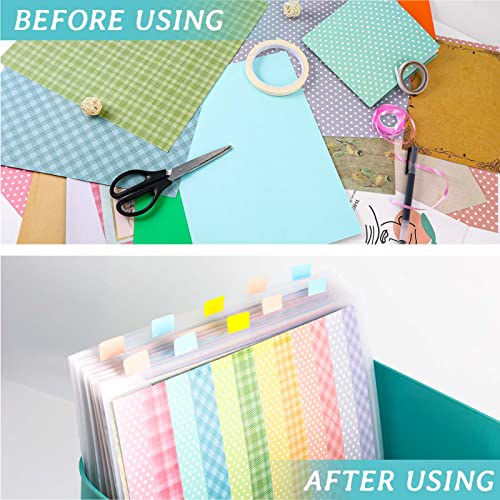 Caydo Scrapbook Paper Storage Organizer with 60 Sticky Index Tabs, 10 Pack Plastic Paper Storage Bag for Holding 12 x 12 Inch Scrapbook Paper Cardstock Vinyl Paper and Paper File