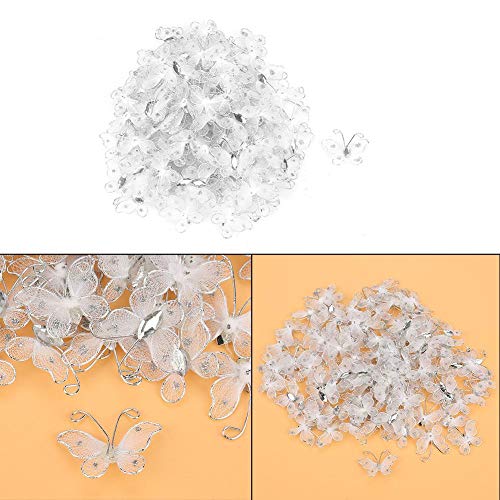 HEEPDD 100Pcs Butterfly Decorations, Wired Mesh Stocking Glitter Butterflies Clothing Decoration Accessories