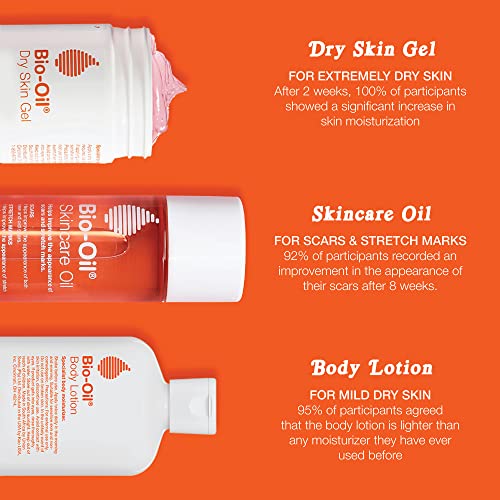 Bio-Oil Skincare Set, Trial Kit for Scars, Stretchmarks, and Dry Skin, 3 Pc Travel Size Kit Includes Skin Care Oil, Dry Skin Gel, and Body Lotion, use for Scars, Pregnancy Stretch Marks, and Dry Skin