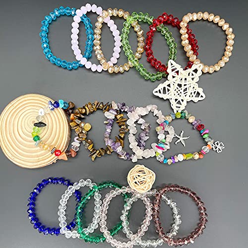 Crystal Beads for Jewelry Making Kit Briolette Glass and Gemstone Beads Assortment Wire Ring Making Kit with Crystals Jewelry Making Supplies for Necklace Earring Bracelet Beads Kits for Adults