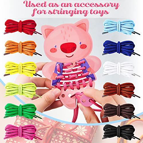 Colorful Threading Lace Lacing Beading Cord Creative Beading Laces for Kids Weaving, Threading Projects, Beading, Jewelry Crafts Making Supplies, 12 Colors (72)