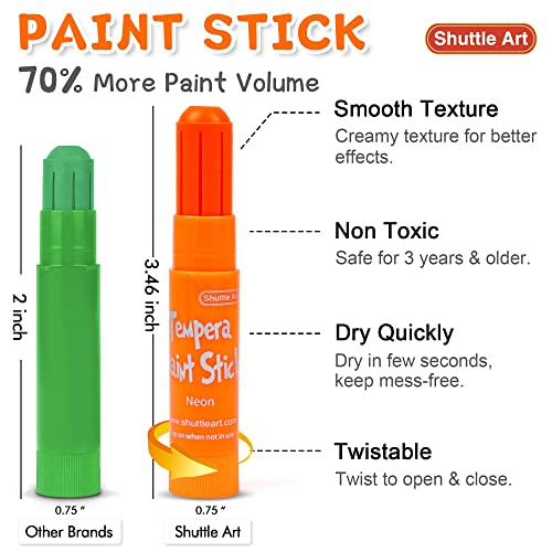 Tempera Paint Sticks, Shuttle Art 31 Pack Solid Tempera Paint Set, 30 Colors with 1 Drawing Pad for Kids, Washable, Super Quick Drying, Works Great on Paper Wood Glass Ceramic Canvas