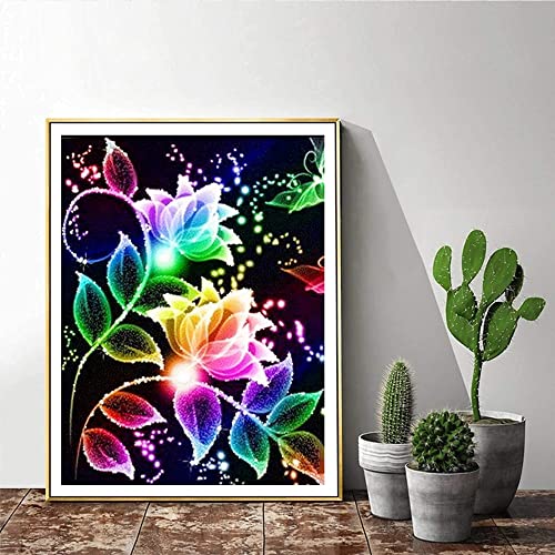 Huacan Flowers Diamond Painting Kits, Full Square Drill Diamond Art Kit for Adults Wall Decor Flower 11.8x15.7in/30x40cm