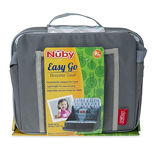 Nuby Easy Go Safety Lightweight High Chair Booster Seat, Great for Travel, Chevron