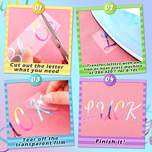 18 Sheet Iron on Letters Tie Dye Iron on Letters Flock Letters A-Z Letter Transfer Vinyl Letters Cursive Heat Transfer Letters for T Shirts Clothing Stockings Printing DIY Crafts Decorations