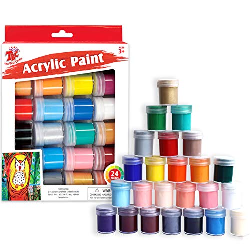 TBC The Best Crafts Halloween Acrylic Paint Jar, 24 Vivid Colors Model Paint Set, 0.5oz/15ml Each, Rich Pigment, Glides Smoothly, Ideal Craft Painting Supplies for Kids, Adults, Professionals