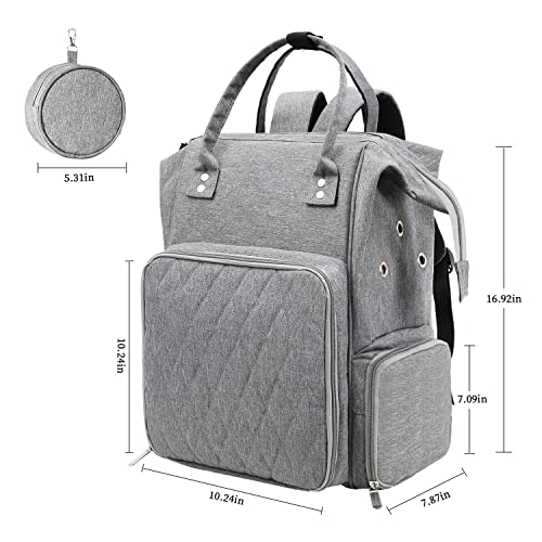 QZLKNIT Knitting Bag Backpack，Large Capacity Yarn Storage Organizer Tote Bag Holder Case，for Knitting Needles，Crochet Hooks，Sewing Supplies and Other Accessories(Grey)