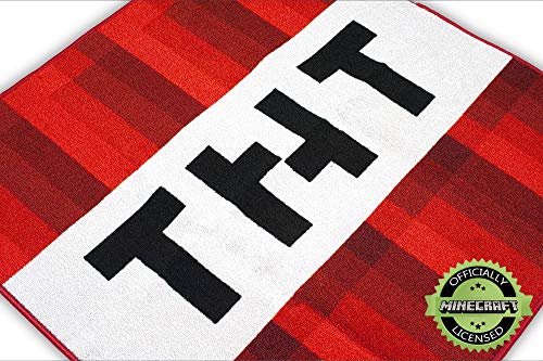 Minecraft Area Rug TNT Block Decorations Merch Video Game Decorations TNT Decorations | 39-Inch Square Area Rug