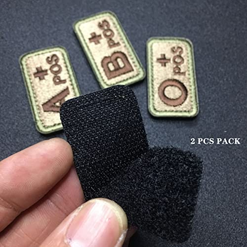 Tactical Blood Type O+ Positive POS Hook and Loop Patch Embroidered Morale Military Badge for Outdoors Patches (Coyote Brown O+)