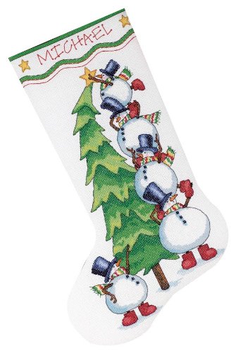 Dimensions Counted Cross Stitch 'Trimming The Tree' Personalized Christmas Stocking Kit, 14 Count White Aida, 16''