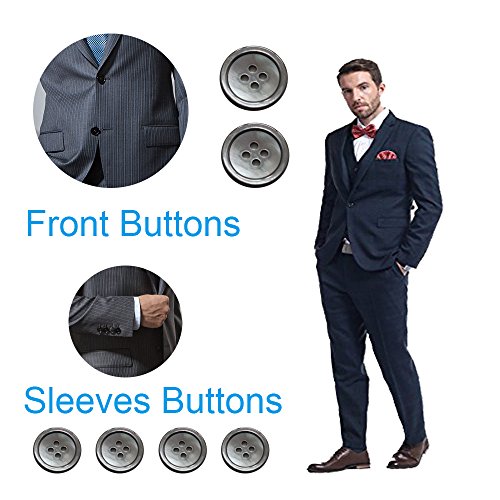 YaHoGa 22 Pieces Genuine Smoke Mother of Pearl Blazer Buttons Suit Buttons Set 20mm 15mm Natural Grey MOP Buttons Bulk for Men (Smoke MOP)