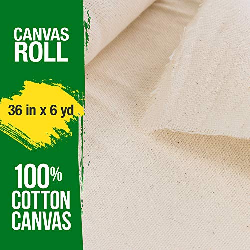 U.S. Art Supply 36" Wide x 6 Yard Long Canvas Roll - 100% Cotton 7 Ounce Un-Primed Artist Painting