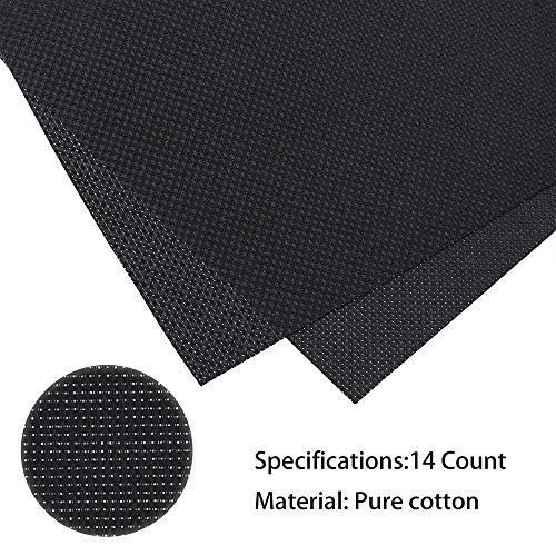 Pllieay 14 Count Big Size Black Classic Reserve Aida Cloth Cross Stitch Cloth Fabric, 1 Pack, 59 by 39 Inch