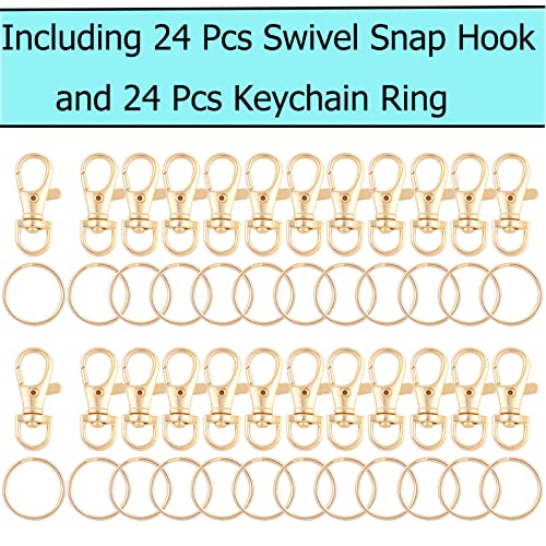 Gold Swivel Snap Clasps Set - Metal Swivel Lanyard Snap Hook with Split Keychain Rings Purse Hardware Swivel Lobster Claw for Handbag Jewelry DIY (Gold)
