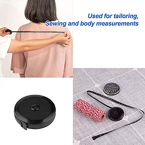 3 Pack Tape Measure Retractable Measuring for Body Fabric Sewing Tailor Cloth Knitting Craft Weight Loss Measurements Retractable Black Dual Sided Tape Measure Body Measuring 60-inch 1.5 Meter