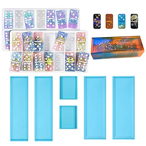 Domino Box Silicone Mold and Domino Molds Set for Resin Casting, Domino Storage Box Resin Mold for DIY Epoxy Crafts Making Tool