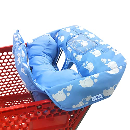 Soft Pillow Attached 2-in-1 Shopping Cart and High Chair Cover for Baby~Padded~Fold'n Roll Style~Portable with Free Carry Bag (Blue)