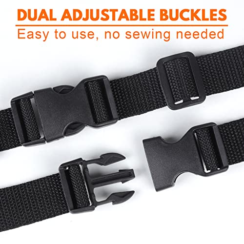 YGDZ Buckles Strap 1 Inch, 10 Yards Nylon Webbing Straps, 20pcs 1" Dual Adjustable Quick Side Release Plastic Replacement Buckles with 20pcs Tri-Glide Slide for Backpacks, Black