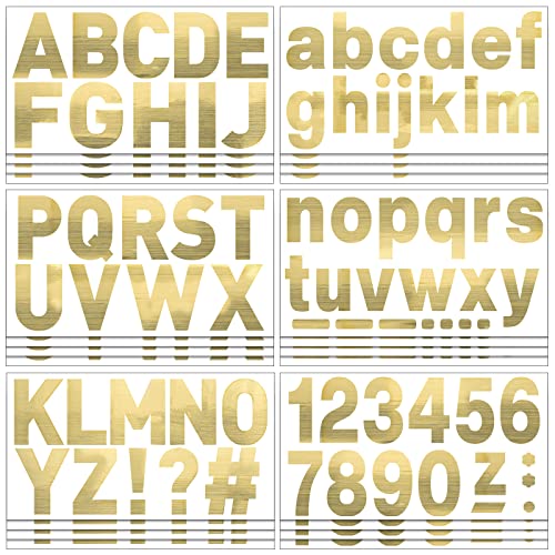 232 Pieces 24 Sheets Large Letter Stickers Big Font Alphabet Letter Number Stickers 2.5 Inch Self Adhesive Letters Number Kit Mailbox Stickers for Mailbox Sign Presentation (Gold, Letter, Number)