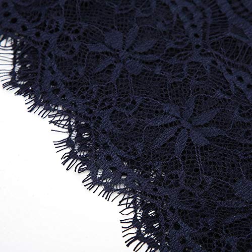 3Yard Lace Ribbon, 5.71inch Width Polyester Silk Clothing Embroidery Lace Classic Long Lace Edge Trim Ribbons DIY Sewing Accessories for Wedding Dress Party Clothes(Navy)