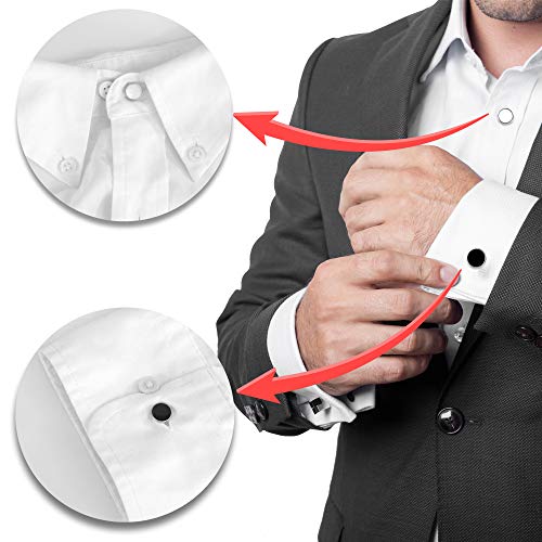 12 Pcs Collar Extenders - 3 Styles Neck Extender Elastic Wonder Button for Expanding Length for Men Women Dress Shirts (Black, White, Silver) HE1212