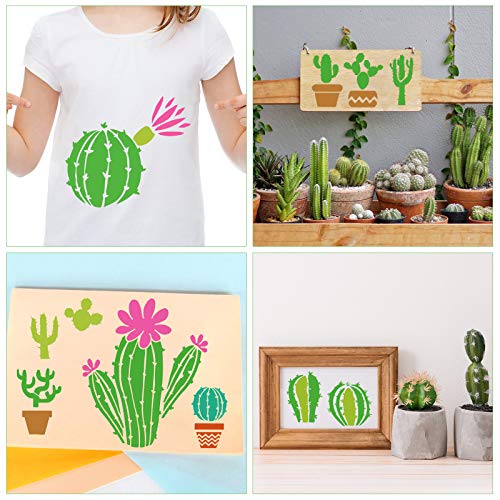12 Pieces Cactus Stencil for Painting Tropical Cactus Stencil Reusable Summer Cacti Stencil for Cinco De Mayo Children DIY Art Notebook Greeting Card Scrapbook