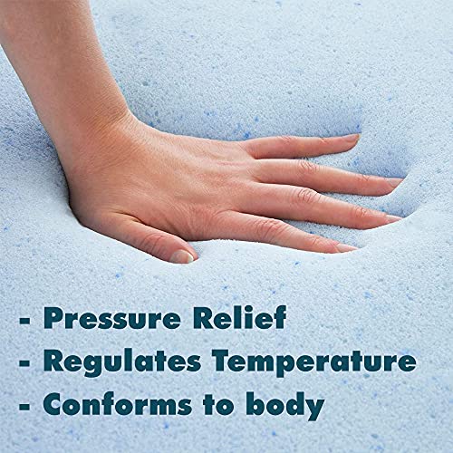 Foamma 1" x 18" x 18" Cooling Gel-Infused Memory Foam Cushion, Seat Replacement, Padding, Chair Cushion Square Foam, Dining Chairs, Wheelchair Cushion Replacement