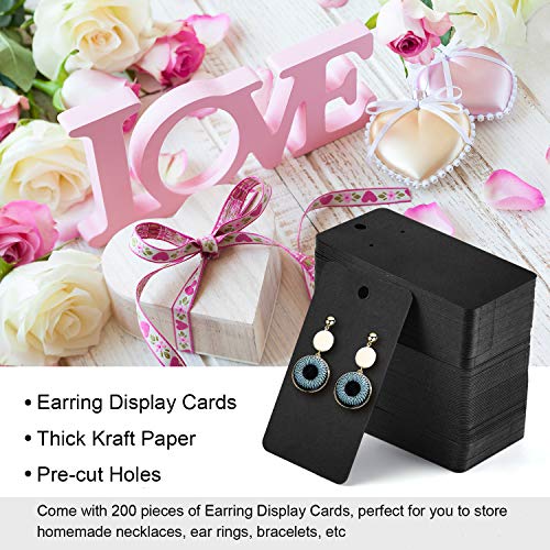 Coopay 200 Pieces Earring Display Card Earring Card Holder Blank Kraft Paper Tags for DIY Ear Studs and Earrings,3.5 x 2 Inches (Black)