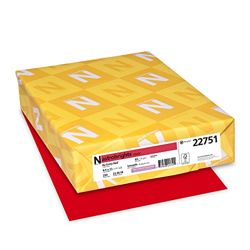Neenah Astrobrights Premium Color Card Stock, 65 lb, 8.5 x 11 Inches, 250 Sheets, Re-Entry Red