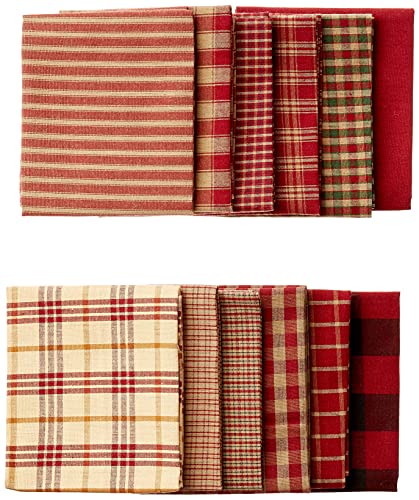 Dunroven House Homespun 12-Piece Fat Quarters, 18 by 21-Inch, Red