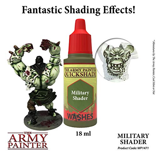 The Army Painter Military Shader Quickshade - Non-Toxic Lightly Pigmented Water Based Wash Paint for Tabletop Roleplaying, Boardgames, and Wargames Miniature Model Painting