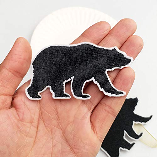 3.2"x1.8" 12pcs Black Bear Woods Woodland Animal Iron On Embroidered Patches Appliques Machine Embroidery Needlecraft Kids Boys Girls Crafts
