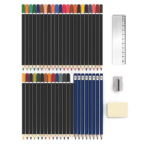 Colored Pencil Set - (47 Pieces) Vivid 3.5 mm Artist Grade Drawing & Sketching Colored Pencils for Adults Coloring Books, Watercolor, Professional Sketching Pencils and Travel Wrap Case
