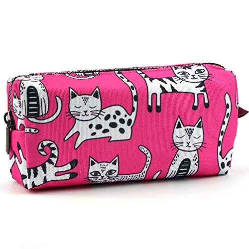 Pink Cat Pencil Case Makeup Bag Cat Lover Gift Crazy Cat Lady Toiletry Case Pouch Gifts for Teens Cosmetic Bag Kawaii Box Stationary Gadget Bag