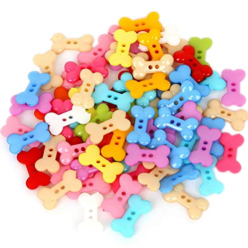 400 Pieces Assorted Colors Resin Buttons 2-Holes Sewing Decorative Buttons Flatback for Crafts Embellishments Scrapbooking Painting Christmas Ornaments (Bone Shaped)