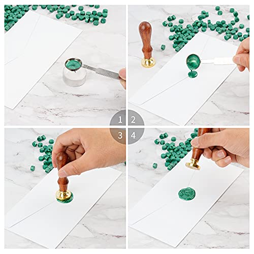 LSYGXYZ 102 Pieces Octagon Wax Seal Beads, Premium Metallic Green Sealing Wax Beads for Letters and Certificates, Valentine’s Day Cards, Wedding Invitations, Gift Wrapping, Christmas Card