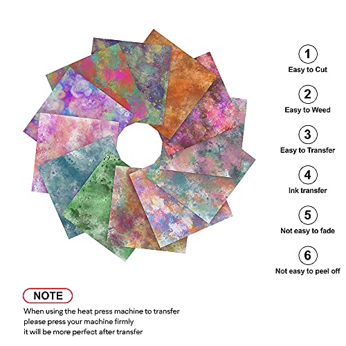 XINPOCUT infusible Transfer Ink Sheets(12pcs/Set, 12"x12") - Watercolor Transfer Paper Sublimation for Cricut Mug Press, Silhouette Cameo or Heat Press Machine Transfer Sheets for T-Shirts Mug Bag
