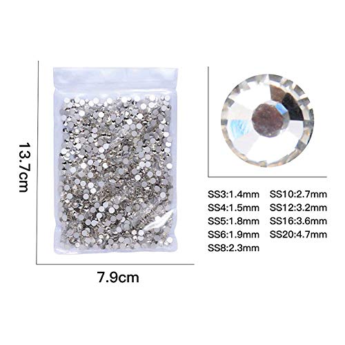 Finstone 288 Piece Crystal Flat Back Rhinestone Round Diamante Gems, Non-Self-Adhesive (Crystal, SS30 (6.4mm))