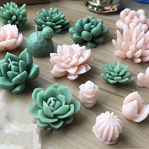 6Pcs Succulent Silicone Molds, BetterJonny Cactus Flower Resin Casting Molds for for Cake Decorating, Handmade Candle, Fondant, Epoxy Resin, Soap