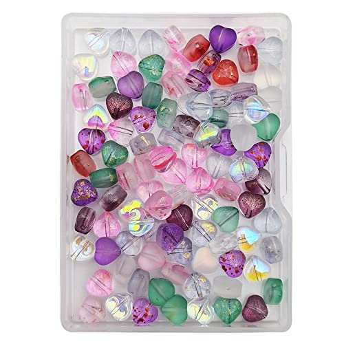 INSPIRELLE 100pcs Heart Crystal Glass Spacer Beads for Jewelry Bracelet Necklace Making, 6mm