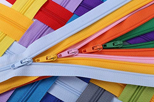 100 Pieces Nylon Coil Zippers, 8 Inch Colorful Sewing Zippers Supplies for Tailor Sewing Crafts(20 Assorted Colors)