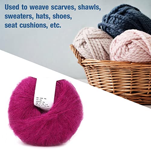 26g/Skein Mohair Yarn, Soft Mohair Knit Long Wool Yarn Angora Wool Yarn for DIY Crochet Scarf Clothes Sweater Shawl(Dark red)