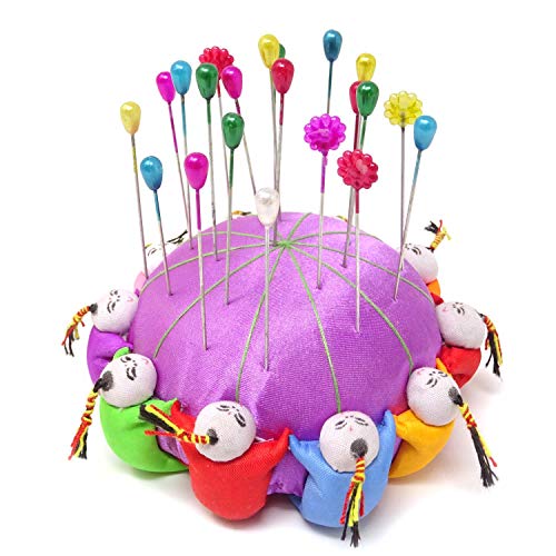 Honbay Handmade Product Chinese Traditional Style Needle Pin Cushion with 10 Kids (Purple)