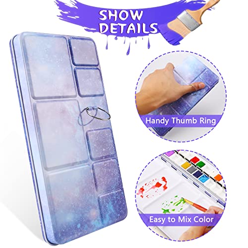 MYARTOOL Empty Watercolor Palette, Purple Empty Watercolor Tin Palette Paint Case with 48 PCS Empty Half Pans for DIY Travel Watercolor Palette, Acrylic and Oil Painting