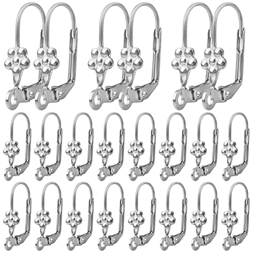 Aylifu 50pcs Stainless Steel Earring Hooks Hypoallergenic Leverback Earrings French Hook Dangle Ear Wire with Open Loop for DIY Earrings Jewelry Making