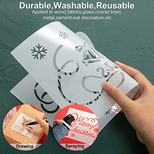 38 Pieces Christmas Stencils Template Christmas Painting Stencils Reusable Christmas Snowflake Stencil for Art Drawing Spraying Window Glass Door Wood Journal Scrapbook Holiday Xmas Snowflake Decor