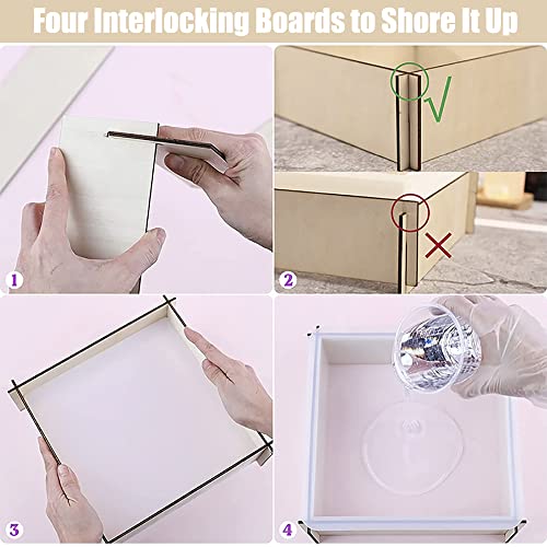 MOEYURO 3Pcs Resin Molds for Flower Preservation Kit Large Resin Molds with Measuring Cups Heart Resin Mold Rectangle Silicone Mold Hexagon Resin Molds for Resin Casting Resin DIY,Wedding,Home Decor