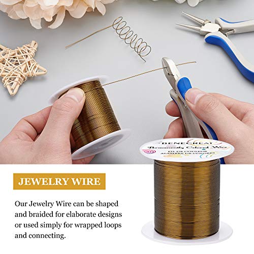 BENECREAT 22 Gauge 55 Yards Jewelry Beading Wire Tarnish Resistant Copper Wire for Beading Wrapping and Other Jewelry Craft Making, Antique Bronze